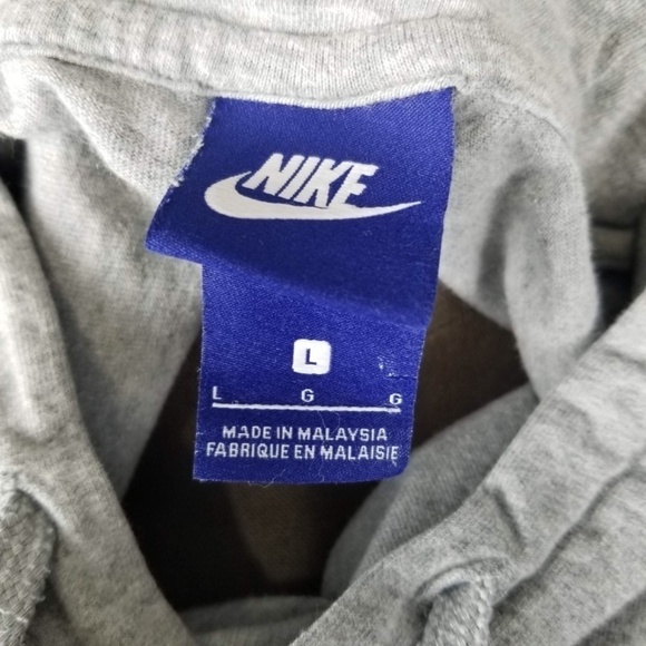 Vintage Nike - Mini Logo Spell Out Hoodie Light Sweatshirt - Blue Tag - L- Gray - Picture 4 of 7